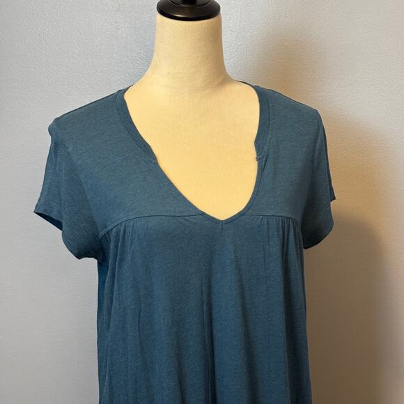 Vince Luxe Deep V Neck Blue Tunic/Dress Chic Breathable Cotton Modal Medium - Picture 3 of 8